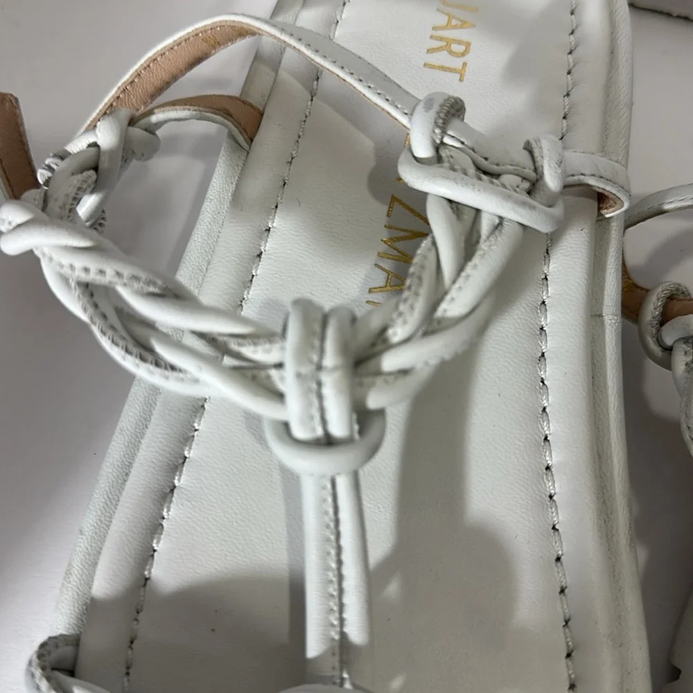 Stuart Weitzman Calypso Lift WHITE  Leather Platform Sandals SZ 8-8.5